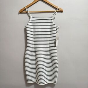 1. STATE NWT Havana Cloud Black and White Striped Bodycon Mini Dress Size XS